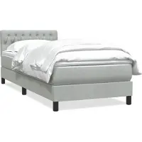 vidaXL Boxspring met matras fluweel lichtgrijs 80x210 cm