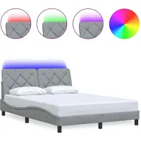vidaXL Bedframe met LED zonder matras 120x200 cm stof lichtgrijs