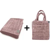 Linnick Flanel Fleece Deken Crocodile - Rose - 200x220cm - Fleece Plaid - Fleece Deken 200x220