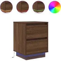 vidaXL Nachtkastje met LED-verlichting 38x34x50 cm bruin eiken