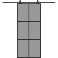 vidaXL Schuifdeur met beslagset 90x205 cm gehard glas zwart