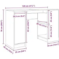 vidaXL Bureau 120x42x76 cm spaanplaat ambachtelijk eikenkleurig