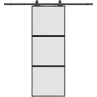 vidaXL Schuifdeur met beslagset 76x205 cm gehard glas zwart
