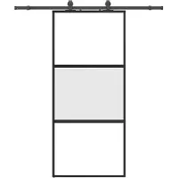 vidaXL Schuifdeur met beslagset 90x205 cm gehard glas zwart