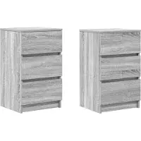vidaXL Nachtkastjes met 3 lades 2 st 39x35x65 cm grijs Sonoma