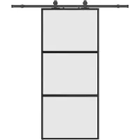 vidaXL Schuifdeur met beslagset 90x205 cm gehard glas zwart