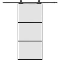 vidaXL Schuifdeur met beslagset 90x205 cm gehard glas zwart