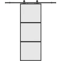 vidaXL - Schuifdeur - met - beslagset - 76x205 - cm - gehard - glas - zwart