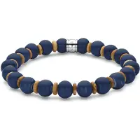 Frank 1967 - 7FB-0782 - keramiek kralenarmband heren - donkerblauw - 8 mm - 19 cm