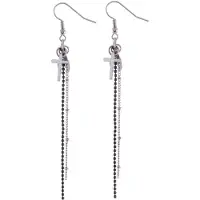 Behave - Oorbellen hanger kruis munt antraciet - Statement avondlook