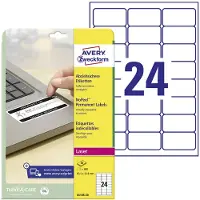 Avery Zweckform L6146-20 Veiligheidsetiketten 63.5 x 33.9 mm Polyester folie Wit 480 stuk(s) Permanent hechtend Laser (zwart/wit)