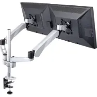 Speaka Professional SP-3947568 Flex Monitor-tafelbeugel Aantal monteerbare displays: 2 Display(s) 25,4 cm (10) - 68,6 cm (27) Zwart, Zilver In hoogte