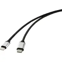 Renkforce RF-4353446 USB-kabel USB 2.0 USB-C stekker, Apple Lightning stekker 1.00 m Zwart