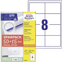 Avery 4782-65 Universele etiketten 97 x 67.7 mm Papier Wit 65 vellen Permanent hechtend Inkjet, Laser (zwart/wit), Laser (kleur), Kopiëren