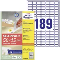 Avery-Zweckform L4731REV-65 Universele etiketten 25.4 x 10 mm Papier Wit 65 vellen Weer verwijderbaar Inkjet, Laser (zwart/wit), Laser (kleur), Kopiëren