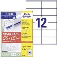 Avery 6175-65 Universele etiketten 105 x 48 mm Papier Wit 65 vellen Permanent hechtend Inkjet, Laser (zwart/wit), Laser (kleur), Kopiëren