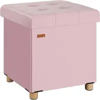 Casaria Poef Roze Fluweel 42x38x38cm inklapbaar