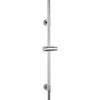 Wenko Douchestang Basic RVS chroom, lengte 66cm, diameter 19mm, met douchekophouder en 2 wandsteunen - Glijstang chroom