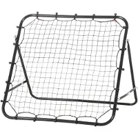 HOMCOM HOMdotCOM voetbal rebounder kickback doel rebound net metalen buis zwart