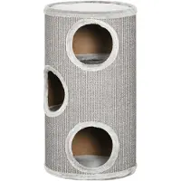PawHut Paws krabpaal voor katten met 3 niveaus, inclusief sisaltouw, krabvlak, krabpaal voor katten, 38 cm x 38 cm x 70 cm, lichtgrijs