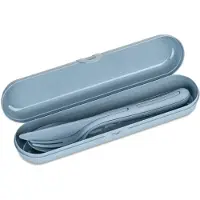 Koziol Etui met Reisbestek, Bestekset van 3 Stuks, Mes, Vork, Lepel, Natuur Bloemen Blauw, Organic Bio-Circular - Koziol | Klikk Ready