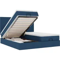 vidaXL Ottoman bed met matrassen en LED's 180x200cm stof blauw