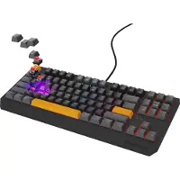 Genesis Thor 230 - NKL-2081 TKL toetsenbord Gamen USB - QWERTY Zwart, Grijs, Oranje - Mechanisch - Linear - TKL - XBOX One - XBOX serie S en X - PC - Playstation 4 - Playstation 5