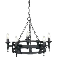 ELSTEAD Hanglamp SAXON, dimbaar, zwart, Woon-/ Eetkamer, metaal, Antiek, hanglamp