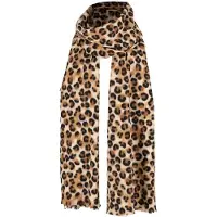 Sarlini Fijn Geweven Dames Sjaal - Leopard - Camel Kleur - 200 x 60 cm - luipaardprint/panterprint
