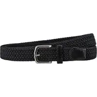 Houtkamp Smalle Elastische Dames Riem - Gevlochten Comfort Stretch Belt - 25 mm breed - Vrouwen Ceintuur - Zwart - Lengte totaal 100 cm / Riemmaat 85