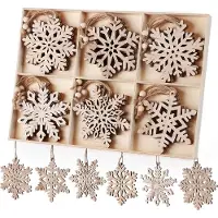 FLOOQ - Kerstversiering - Kerstdecoratie voor binnen - Kerstboomversiering - Sneeuwvlokken - Hout