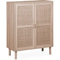 Sweeek Kastje met 2 deuren rotan en houteffect 80cm Naturel