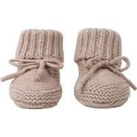 Lodger wollen baby slofjes beige Jongens/Meisjes Merinowol Effen - maat 6-12 mnd