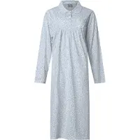 Lunatex - klassiek dames nachthemd 224177 - 100% katoen - blauw - maat L
