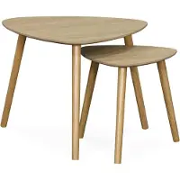 Sweeek Set van 2 salontafels in Scandinavische stijl van MDF met natuurlijk houtdecor