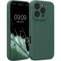 Kwmobile telefoonhoesje geschikt voor Apple iPhone 16 Pro - TPU backcover met siliconen coating - Smartphone case in dennengroen