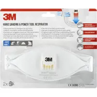 3M Stofmasker Aura Cool Flow 9322+, type FFP2, 94% deeltjesfiltratie, met ventiel, 3-delig ontwerp, plat opvouwbaar, wit, 2 stuks