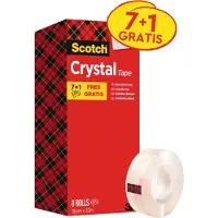 Scotch Plakband Crystal Clear 600 Transparant 19 mm (B) x 33 m (L) PP (Polypropeen) Geruisloos afwikkelen 8 Rollen