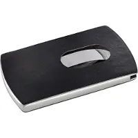 Sigel visitekaartjes Snap RVS/leder voor 12 kaartjes zwart/zilver