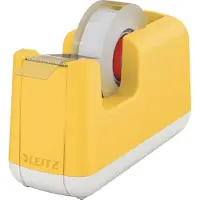 Leitz tafeldispenser voor plakfolie Cosy, voor rollen met L 33 m x B 19 mm, pootjes, incl. plakfolierol, kunststof, geel