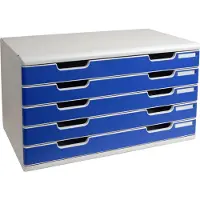 Exacompta MODULO A3-ladebox 5 laden blauw, voor A4-A3+, stofdicht, stil met veiligheidsstop, stapelbaar