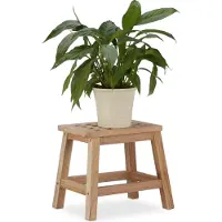 Relaxdays houten kruk - notenhout - kinderkruk - opstapje - plantenkruk - voetenbank
