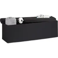 Relaxdays Opvouwbare bank + opslag - Bankje linnen - Kleur: ZWART 114x38x38 cm Zitbank