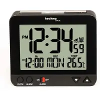 Technoline WT 195 BLACK - Wekker - Digitaal - Radiogestuurde tijdsaanduiding - 12/24 - Datumaanduiding - Binnentemperatuur - Alarm - Snooze - Achtergrond verlichting - Nachtlichtje - Zwart