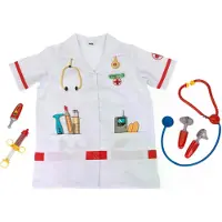 KleinToys toys - dokter set - met jasje en 6 accessoires - wit / rood - complete set