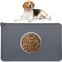 Relaxdays placemat hond - antislip - siliconen - honden & katten - rechthoekig - 48,5x30 cm - donkergrijs