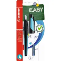 Stabilo EASYbuddy - Ergonomische Vulpen - Zwart/Lichtblauw - M Punt Voor Rechtshandigen