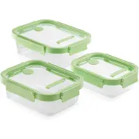 Lékué Vershoudbakje doos Glas Rechthoek set van 3 Green