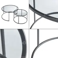 En.casa Salontafelset van 2, 'Kokkola', met metalen frame, rond, met rookglas