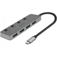 Lindy 43383 USB 3.2 Type C Hub met 4 poorten en aan/uit-schakelaar